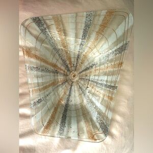 Higgins Asymmetrical Handcrafted MCM Gold Spiral Glass Tray Platter Dish Signed